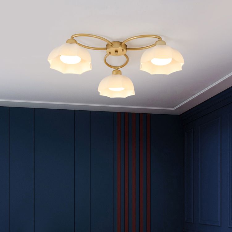 Nordic Style Ceiling Light Dome Shape Ceiling Lamp with Glass Shade for Living Room