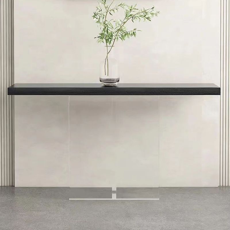 Rectangle Shape Contemporary Console Table Pine Console Sofa Table in Natural/Black