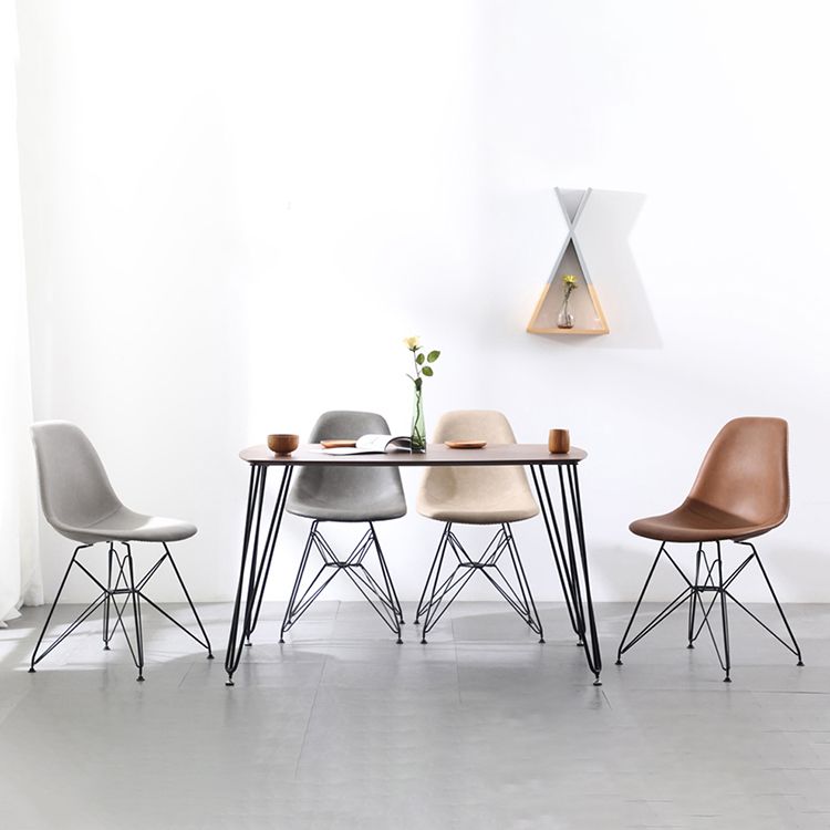 Design industriale in pelle sedia da sala da pranzo senza braccio sedia da pranzo solido
