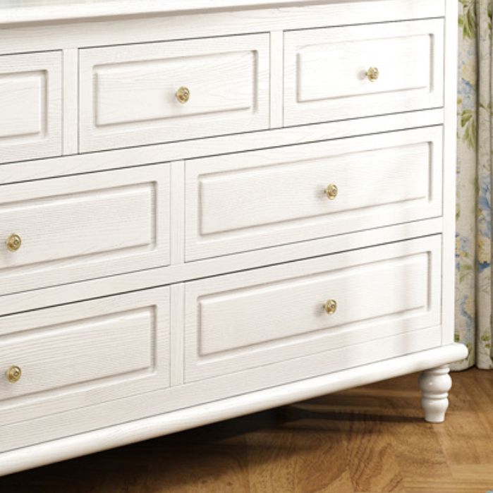 Mid-Century Modern White Chest with 7 Drawers and Turned Legs