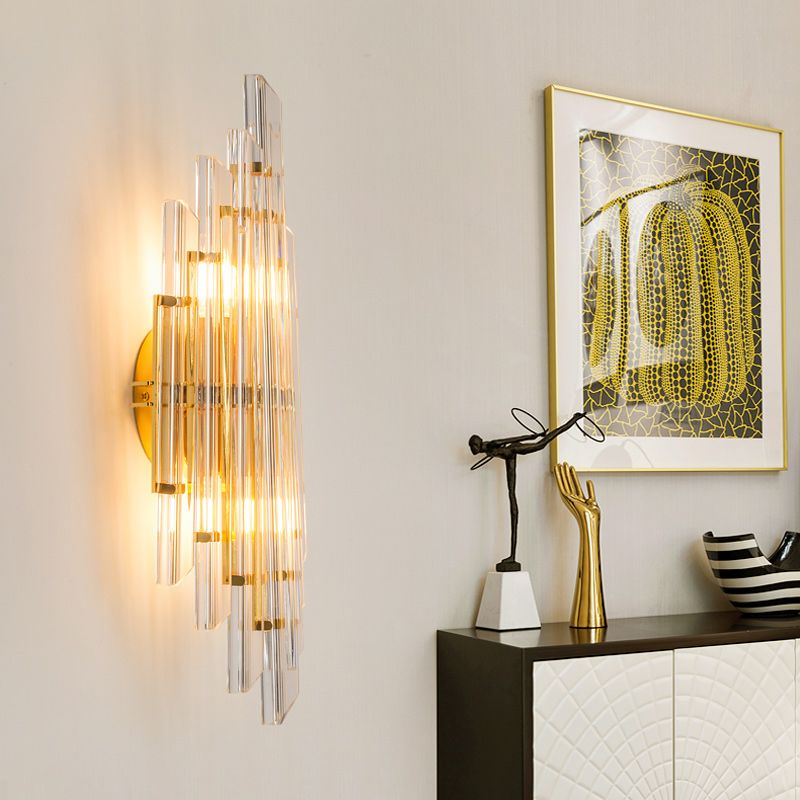 Simplicidad Luz de luz Spline con lámpara de pared posmoderna de sombra de cristal transparente