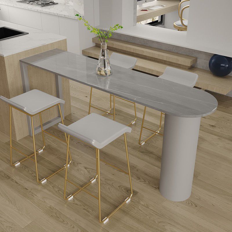 Marble Modern Double pedestal Patio Bar Table Indoor Bistro Bar Height Cocktail Table