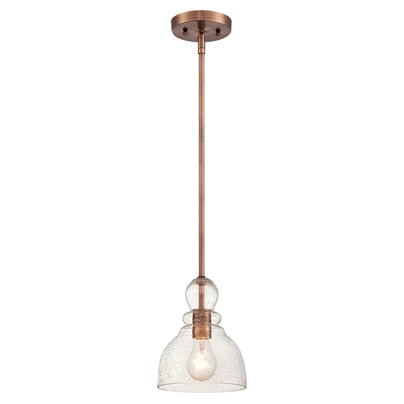 Seeded Glass Retro Industrial Style Hanging Light 7" Wide Single Bulb Metal Lighting Pendant for Bedroom