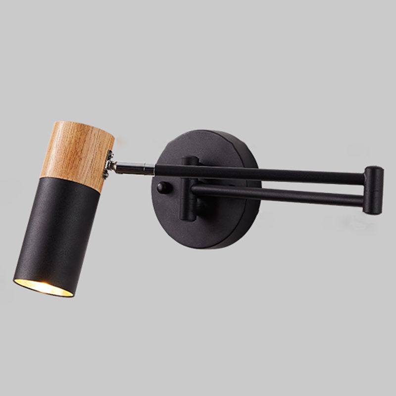 Modern Style Half Cylinder Shade Swing Arm Wall Lighting Metal 1 Light Sconce Lamp