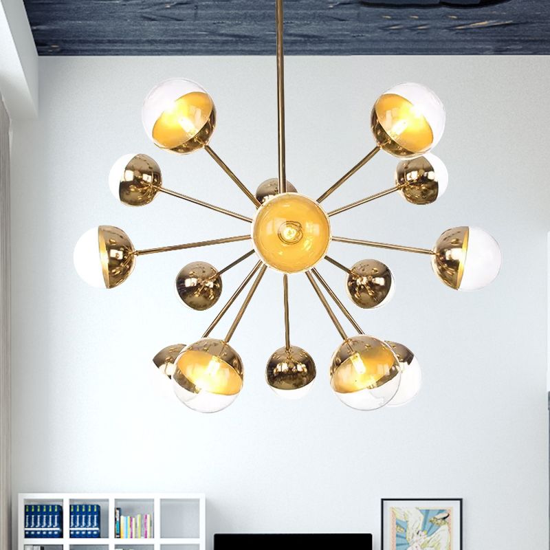 Semi-encastré Globe pour salle à manger, verre blanc/transparent/gris fumée, 9/12/15 lumières, luminaire semi-encastré contemporain en cuivre/chrome/or
