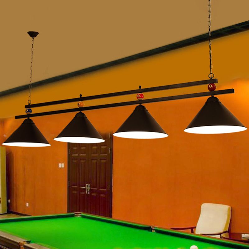 Industrial Conical Island Lamp Metal Pendant Ceiling Light with Decorative Billiards