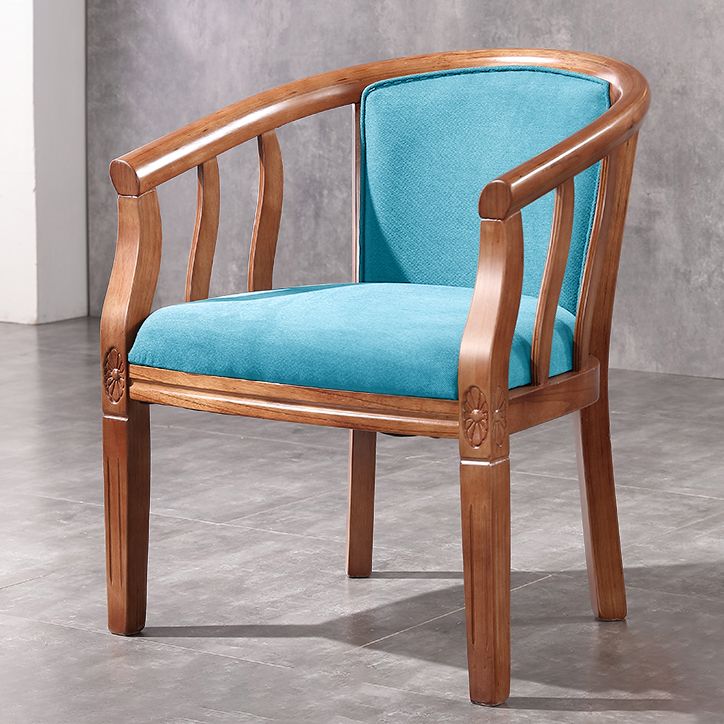 Silla sin brazos de comedor de madera tradicional, silla de comedor de tela de lino para restaurante