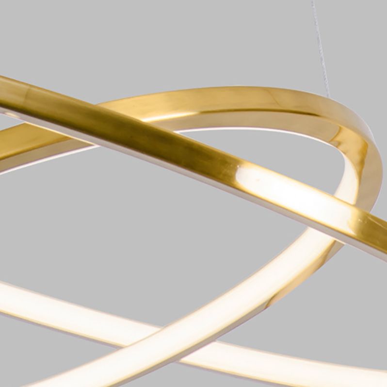 Multi Layer Round Shade Hanging Light Modern Style Metal Pendant Light in Gold