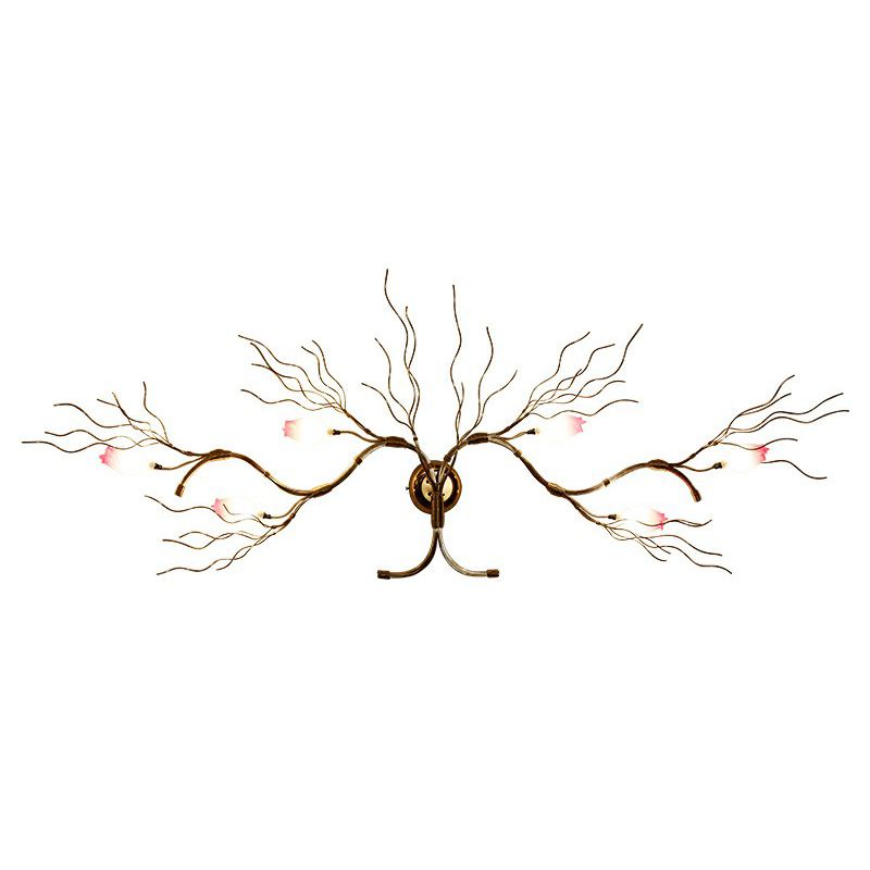 Blumenzweig Wohnzimmer Leuchte Aluminium 6 Lampen Art Deco Wandmontage Licht montiert