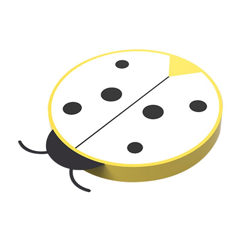 Ladybug Flush Mount Light Fixture Cartoon Acrylic Rose Red/Yellow LED Flushmount Lighting for Children Bedroom