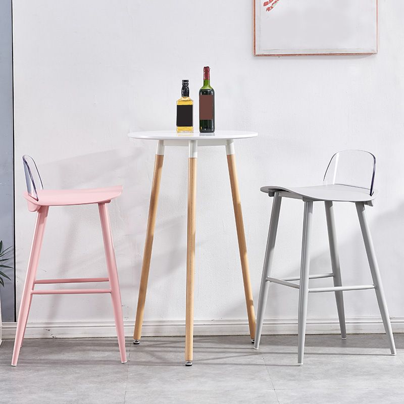 Indoor Glam Low Back Bar Stool Armless Metal and Plastic Bar Stool