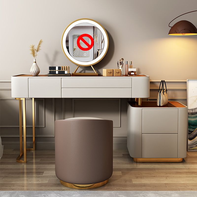 Contemporary Wooden Dressing Table 5-Drawers Makeup Vanity Desk