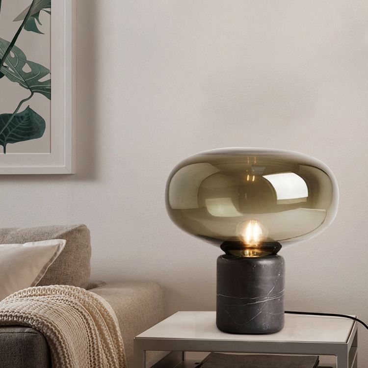 Cilindrische marmeren basistafellamp postmoderne stijl ovaal glas nachtkastje licht voor slaapkamer woonkamer