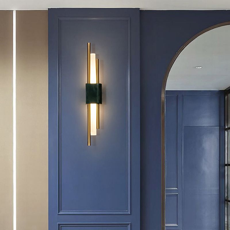 Modern Stone Wall Sconce Cylinder Shape Wall Light with Acrylic Shade for Living Room