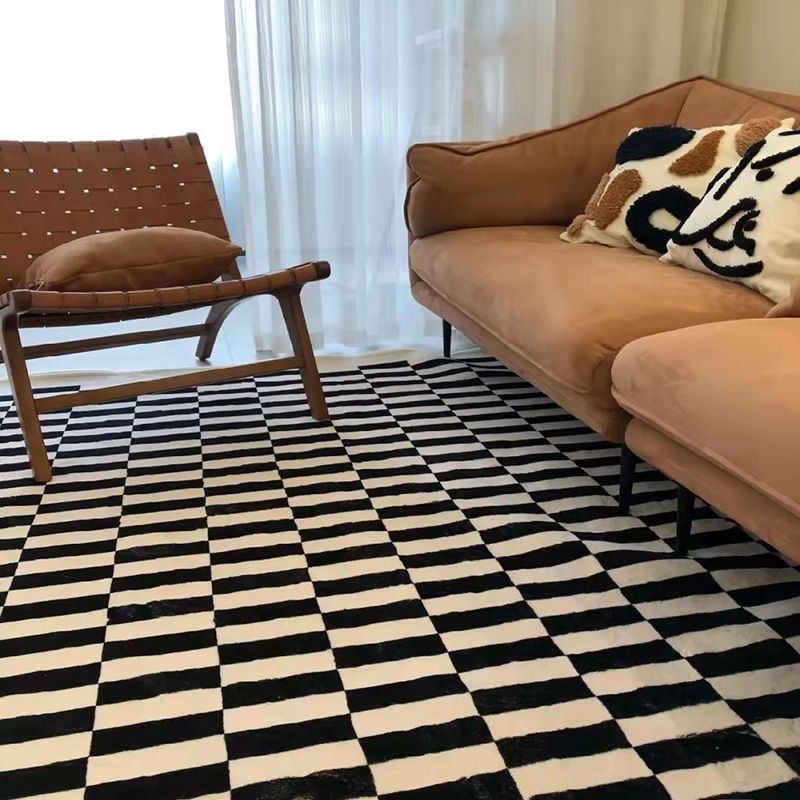 Lattice Indoor Rug Polyester Area Rug Rectangle Stain Resistant for Living Room