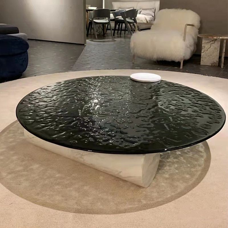1 Single Modern Glass/marble Coffee Table Round Cocktail Table