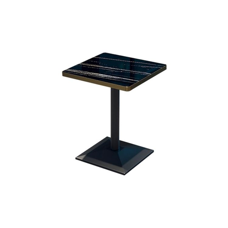 Industrial Style Dining Table Black Table with Metal Pedestal Base for Dining Room