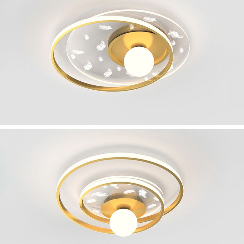 Plafonnier circulaire en métal doré, montage encastré, Style moderne, pour chambre à coucher