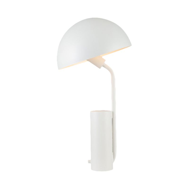 Dome Iron Night Task Lighting Modernist 1-Light Black/White/Pink Desk Light with Cylinder Base