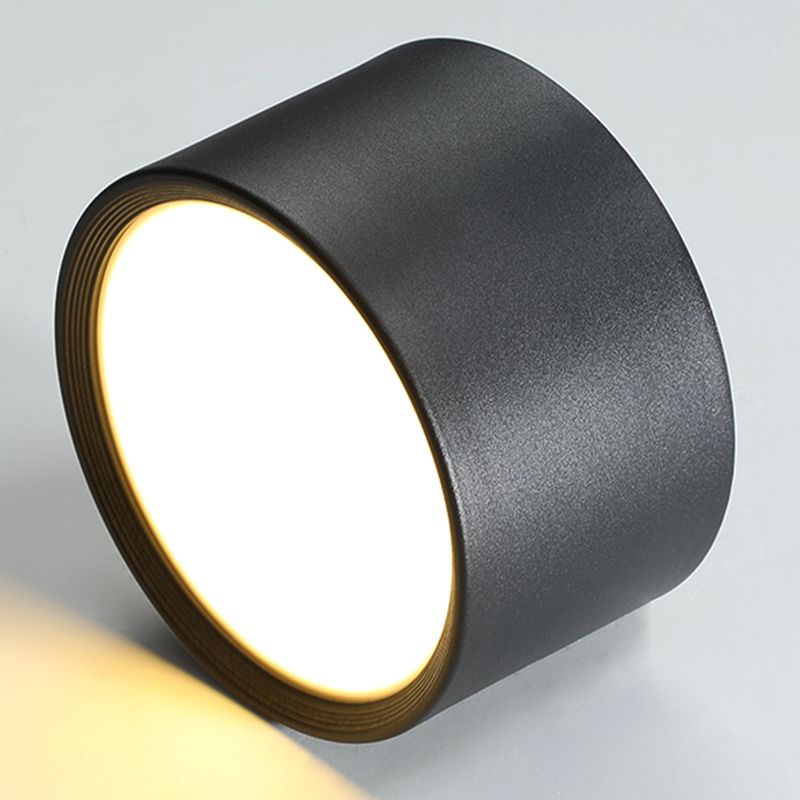 Modern Minimalist LED Flush Mount Iron Cylindrical Ceiling Light with Acrylic Shade