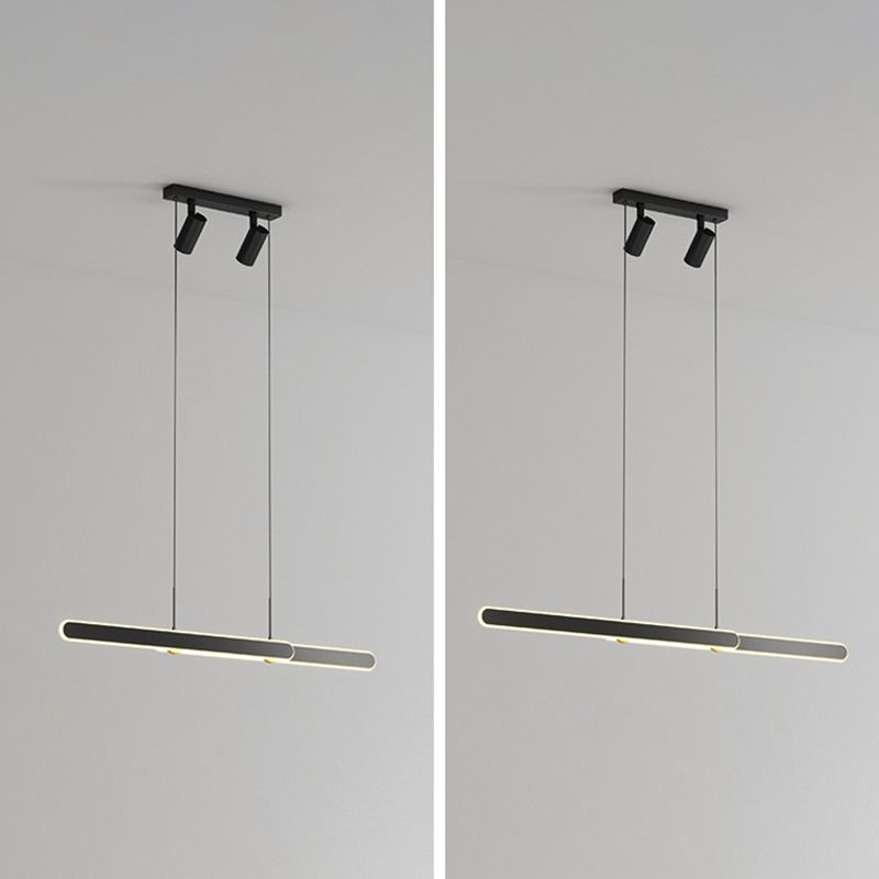 Accesorio de iluminación de lámpara de metal lineal estilo led isla negra led lámpara de techo de techo