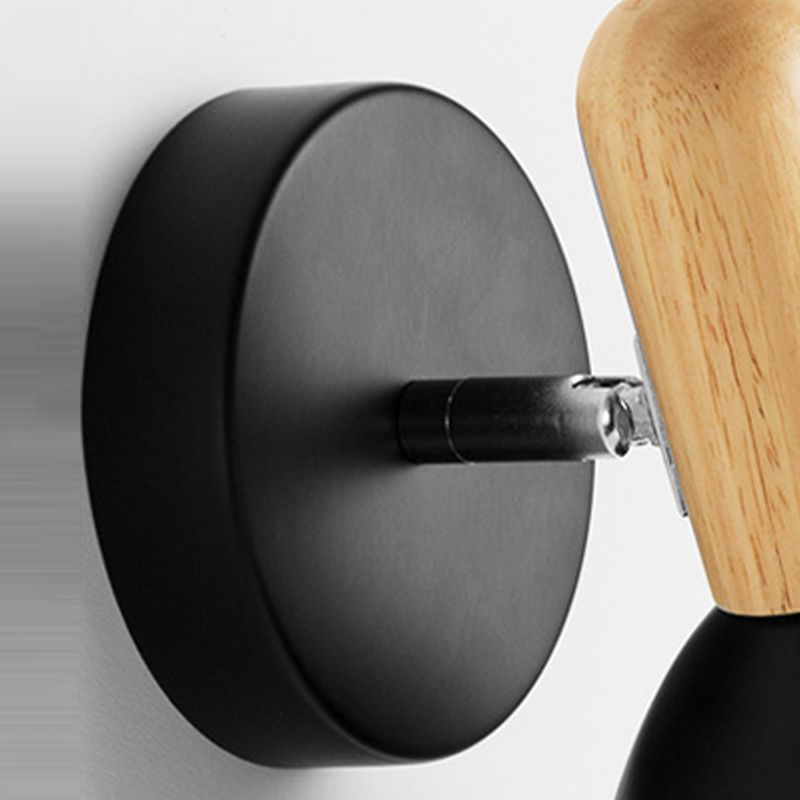 Single Modern Black/White/Grey Wall Mounted Sconce Wooden Shaded Wall Light