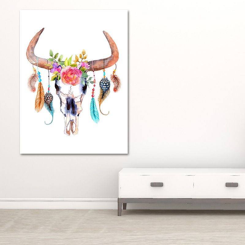 Headwear Painting Canvas Textured Childrens Art Living Room Wall Decoration in White