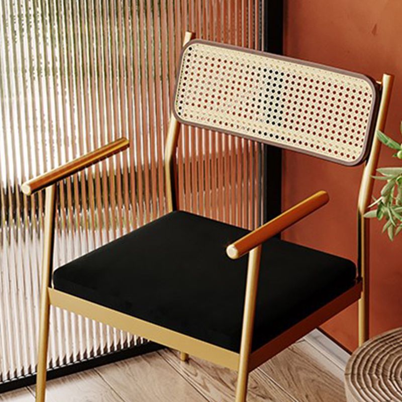 Contemporary Metal Frame Dining Armchair Upholstered Velvet Arm Chair for Home