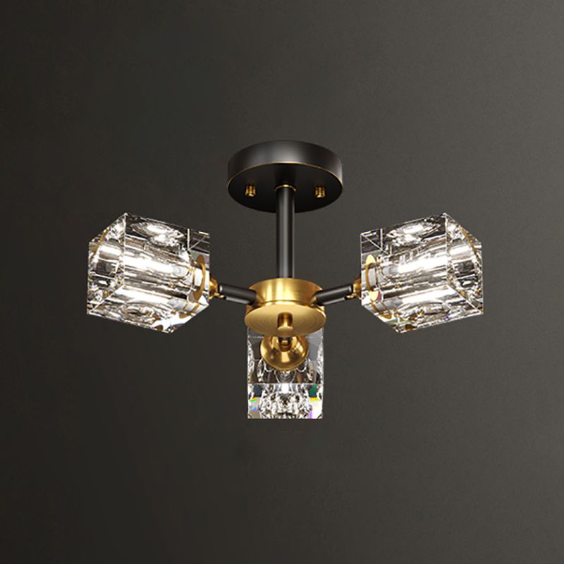 Plafonnier Crystal Simplicity, lampe encastrée à plusieurs têtes pour chambre à coucher