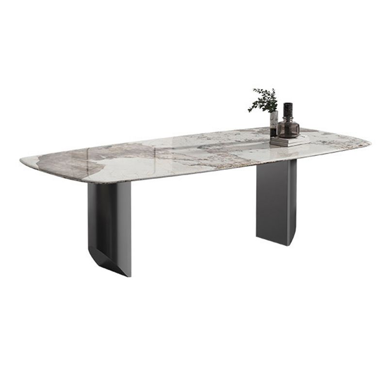 Luxury Double Pedestal Dining Table Sintered Stone Dining Room Desk