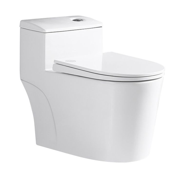 Traditional One Piece Toilet Floor Mounted White Toilet Bowl with Seat for Washroom