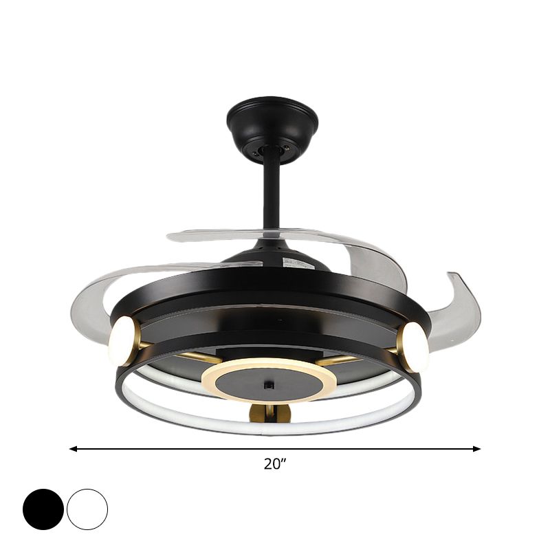 Macaron Circular 4 lame semifulò Light Acrilic Acrilic LED Assiciare lampada a ventola, largo 20 "