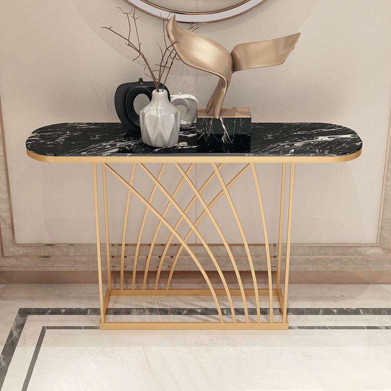 11.81" W Glam Oval Console Accent Table Antique Finish Console Sofa Table