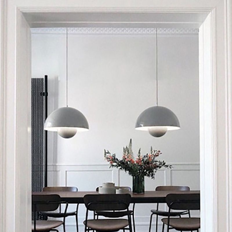 1 Light Semicircle Hanging Light Fixture Nordic Style Aluminum Ceiling Light with Hanging Cord for Restaurant