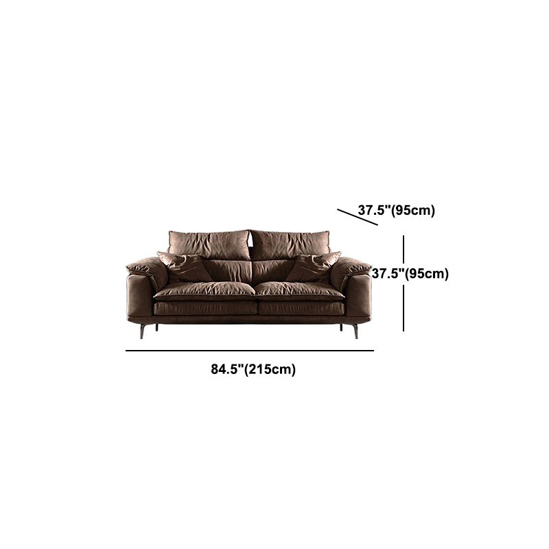 Fabric Pillow Top Arm Sectional Sofa 37.4"High Cushion Back Sofa,Brown