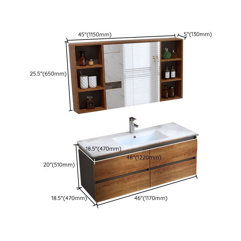 2 Drawers Vanity Wood Frame Freestanding Shelving Included Mirror Single Sink Vanity