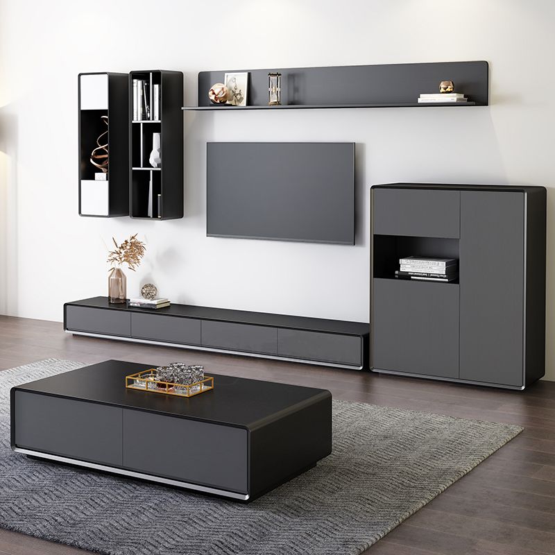 Rectangle TV Console Industrial Wooden TV Cabinet with Glide Drawers