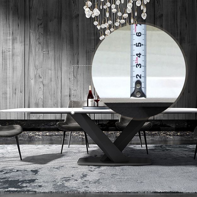 Metal Contemporary Rectangular Dining Table Sintered Stone Table for Dining Room