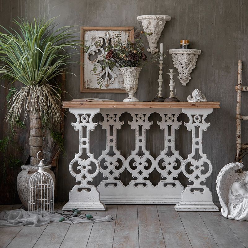 Wood Rectangle Console Table Distressed Accent Table for Hall