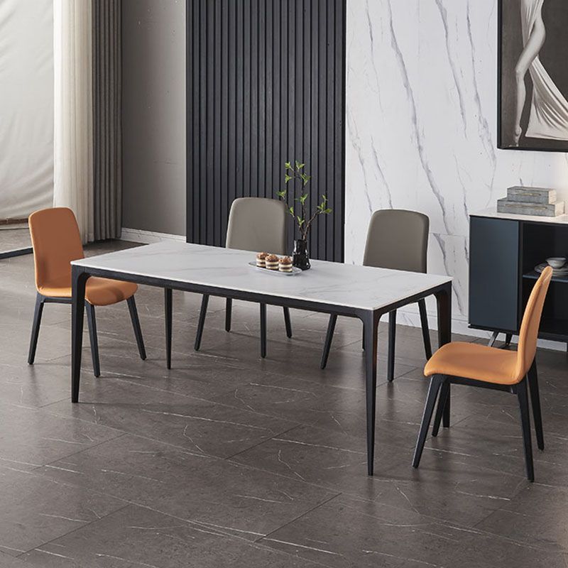 Minimalist Solid Back Dining Chairs Microfiber Leather Dining Chairs