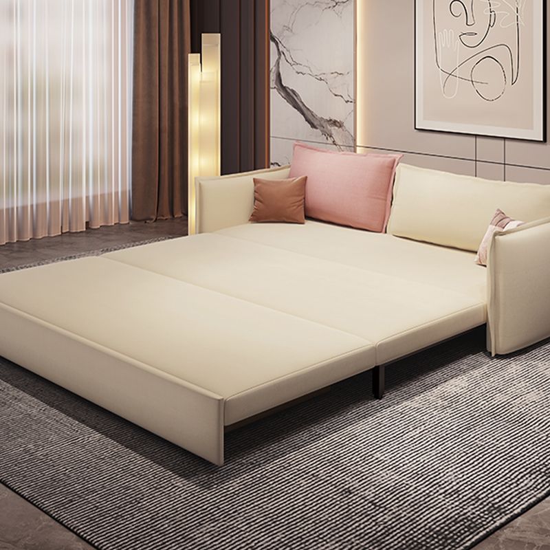 White and Pink Convertible Settee Loveseat Square Arm Standard Bed Settee