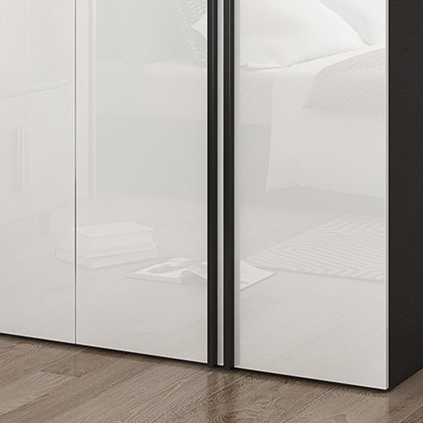 Mirrored Finish Wardrobe Armoire Modern Style Engineered Wood Wardrobe