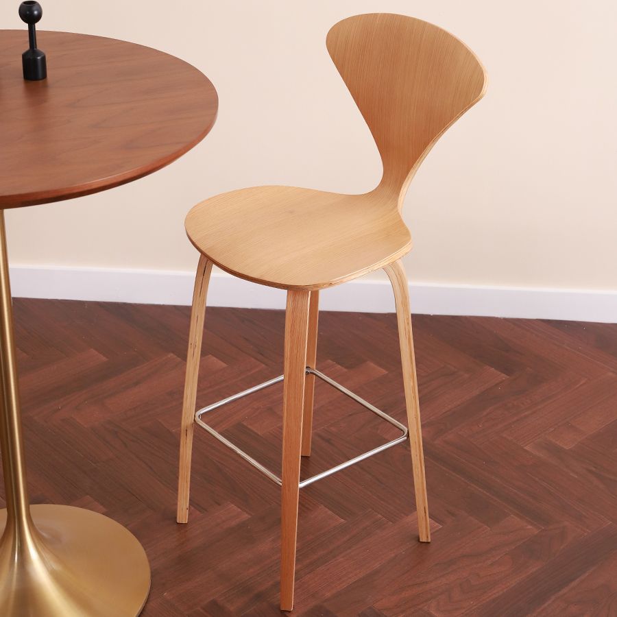 Contemporary Contoured Seat Low Back Bar Stools with Footrest