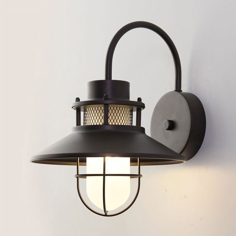 Black Metal Wall Light Industrial Flush Mount Lighting for Home Foyer