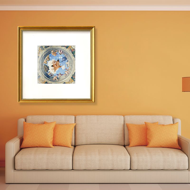 Kids Angel Cat Drawing Canvas Yellow Textured Wall Art Decor for Childrens Bedroom