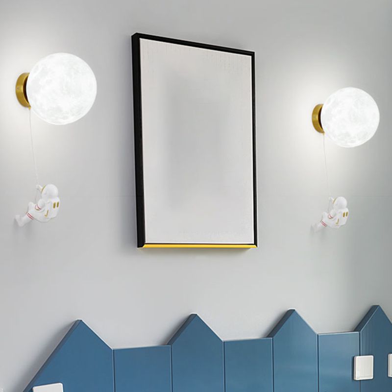 Modern Style Wall Mount Light 1-Light Spherical with Plastic Shade for Bedroom