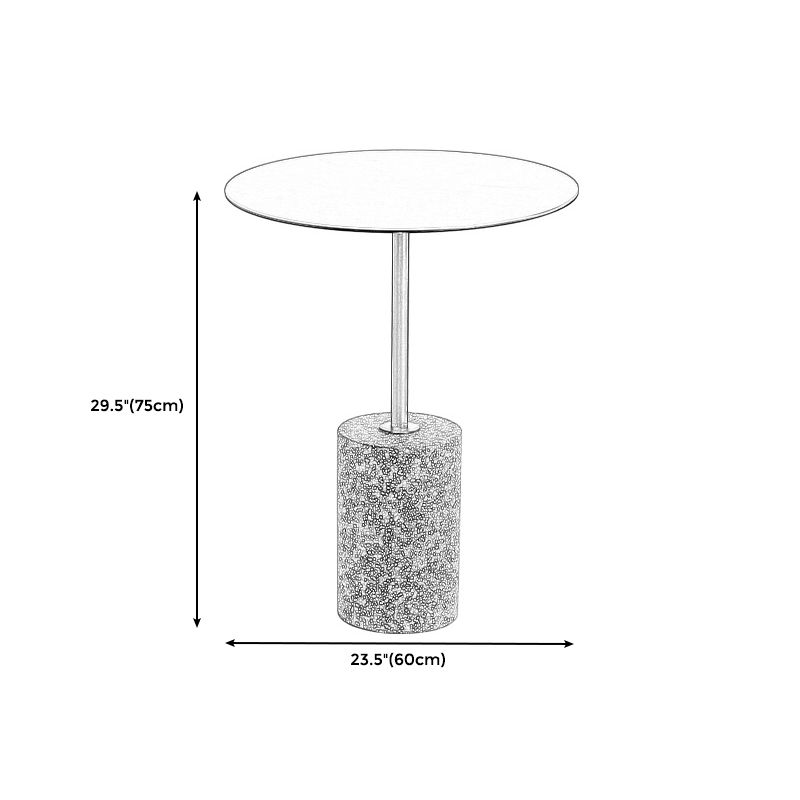 Contemporary Metal Round Side End Table with Single Terrazzo Base