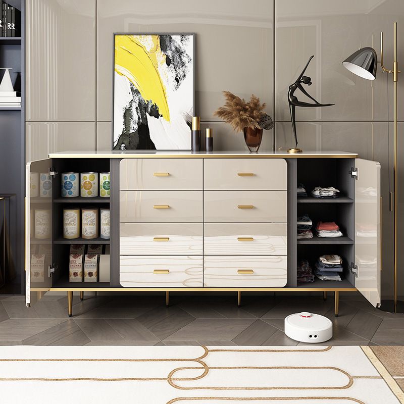 Glam Combo Dresser Wood Storage Chest Dresser with Metal Feet for Bedroom