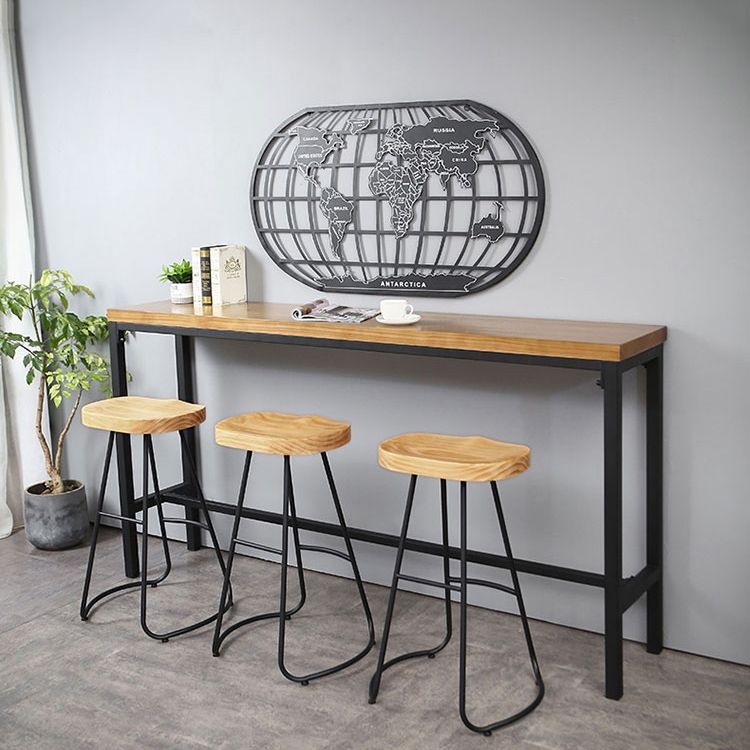 Industrial 1/4/6 Pieces Bar Table Set Rectangle Pine Wood Counter Table with High Stools