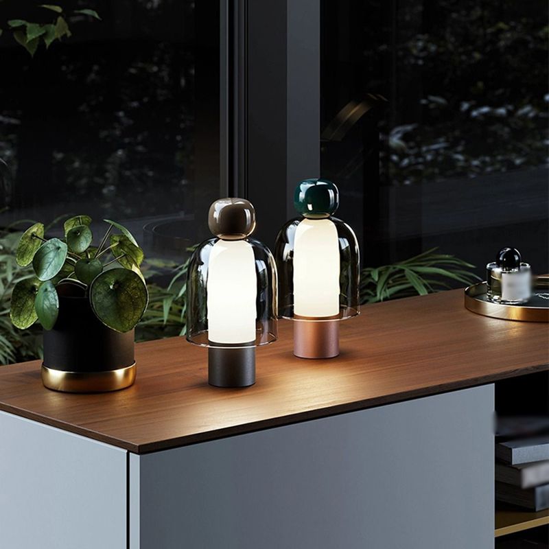1 Lampade da tavolo notturno di funghi leggeri lampade da comodino in vetro contemporaneo